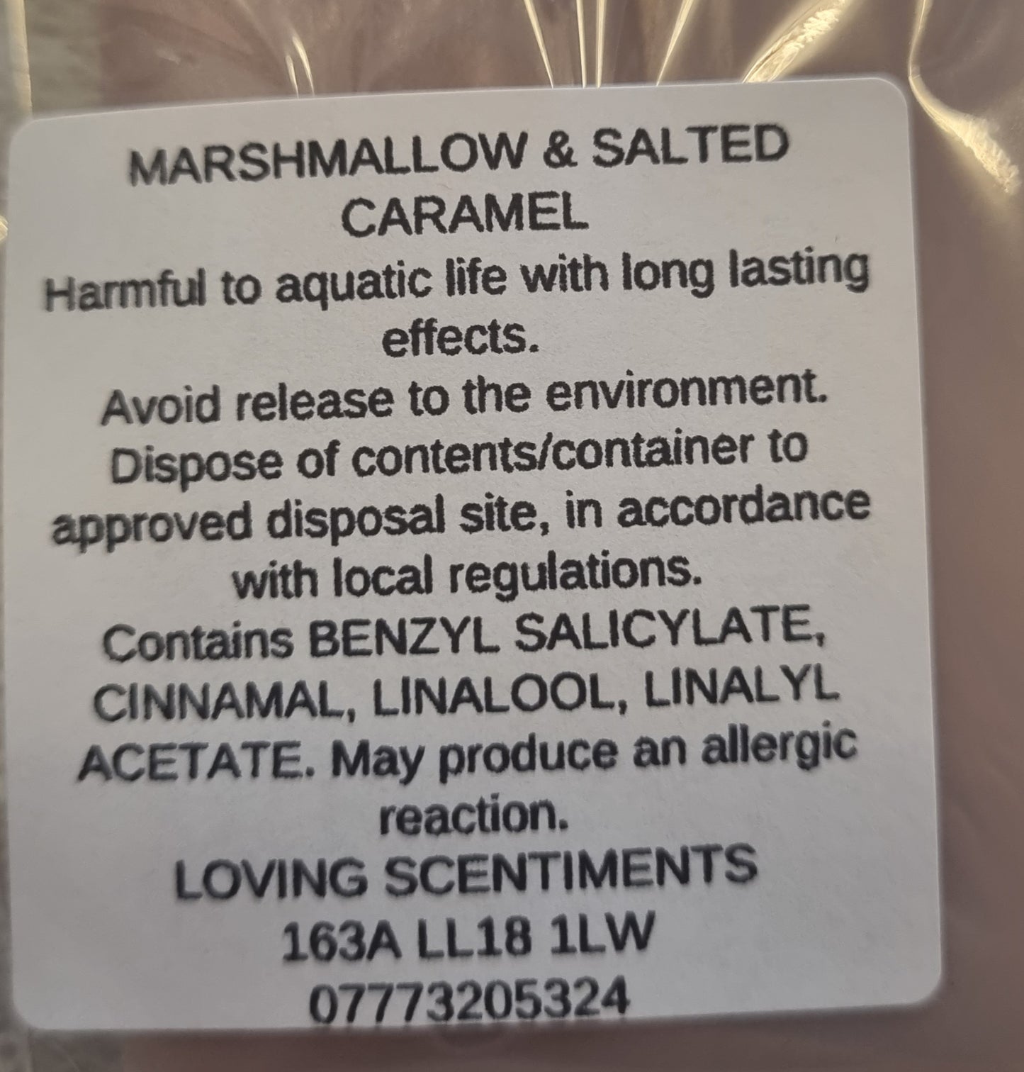 Marshmallow scent snap bar wax melts