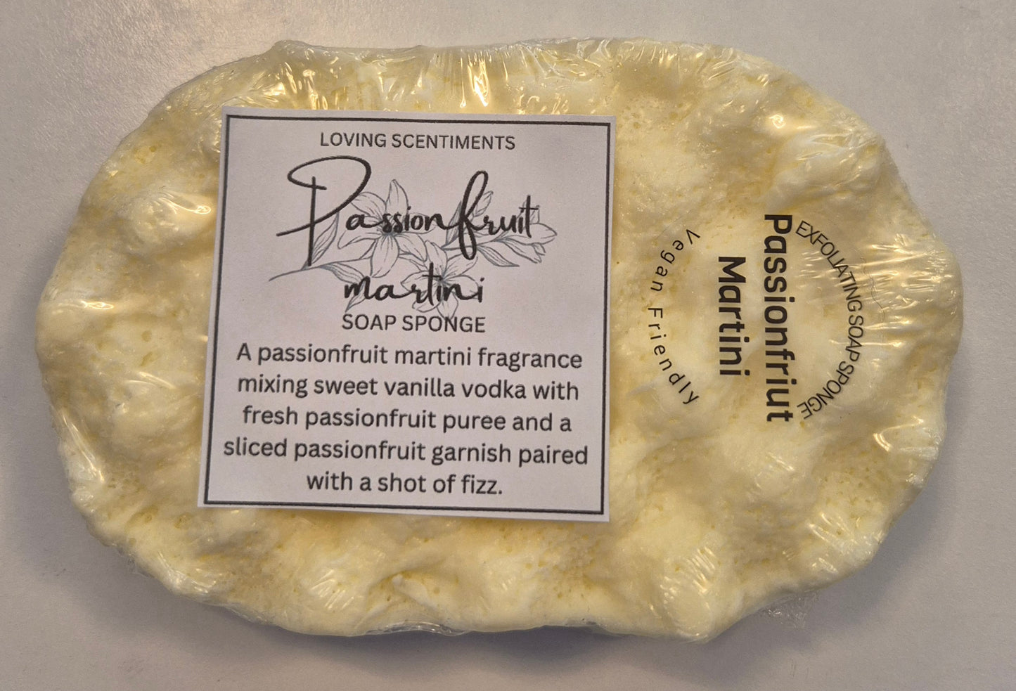 Exfoliating soap filled sponge